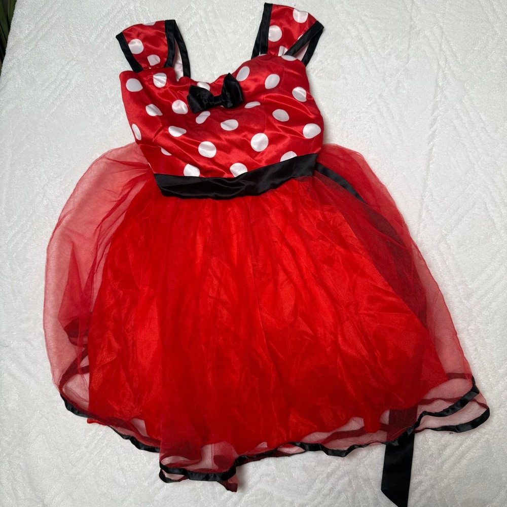 Halloween Mouse Costume Girls 4T 5T Red Polka Dot Tutu Dress Bow